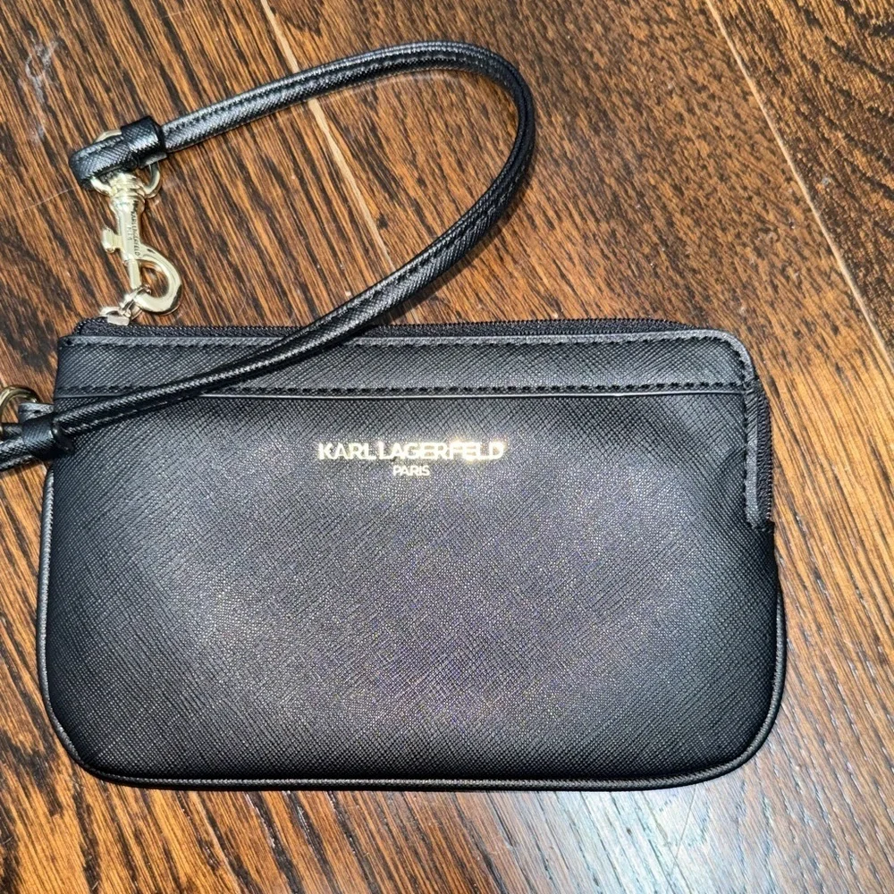 Karl Lagerfeld black with goldwristleT 7x4.5 NWOT